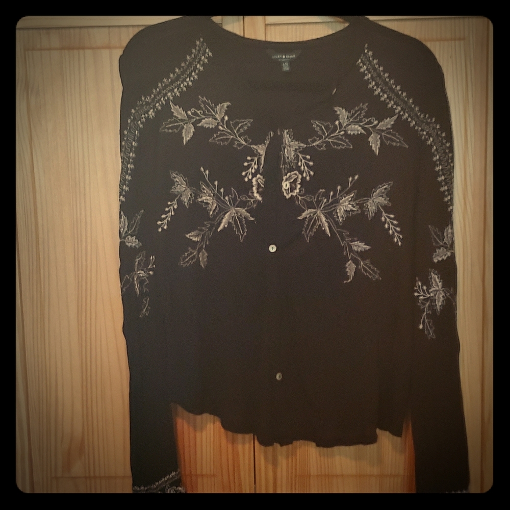 Lucky brand embroidered cardigan